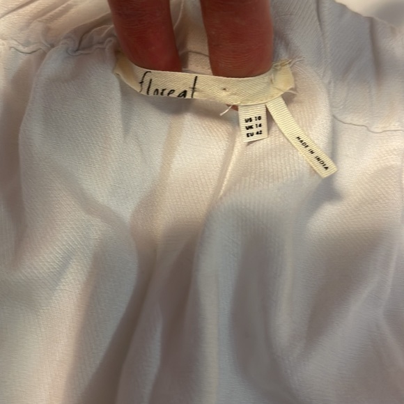 Anthropologie Floreat White Linen Blend Boho Top - Women’s Size 10 - Picture 8 of 10